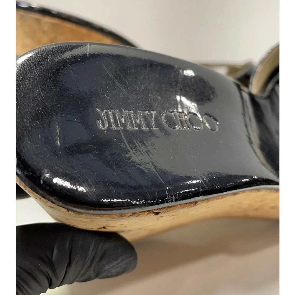 Jimmy Choo Black Wedge Sandals - Picture 7 of 13